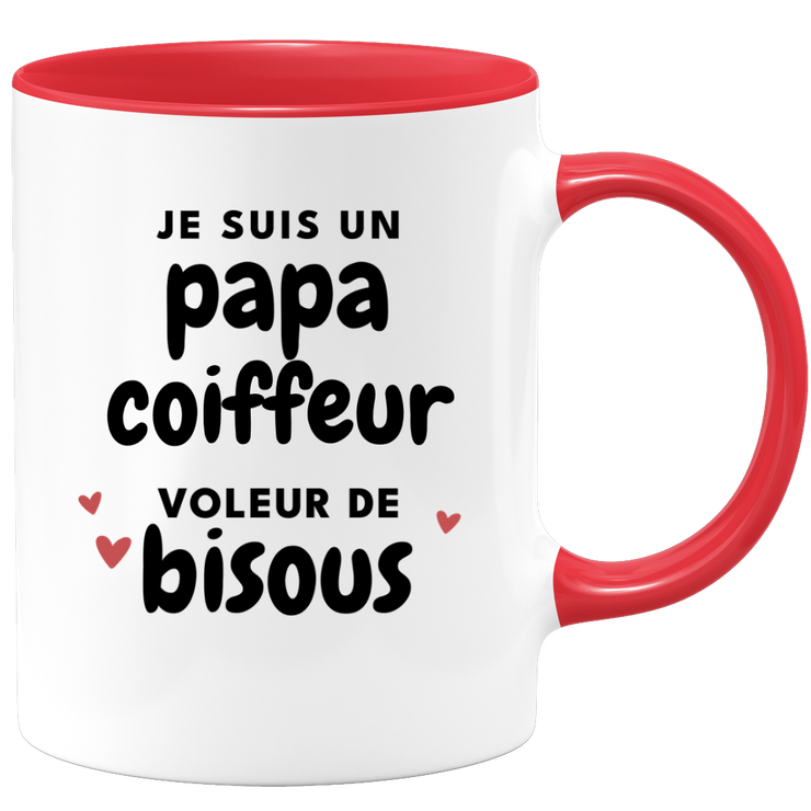 quotedazur - Mug Je Suis Un Papa Coiffeur Voleur De Bisous - Cadeau Fête Des Pères Original - Idée Cadeau Pour Anniversaire Papa - Cadeau Pour Futur Papa Naissance