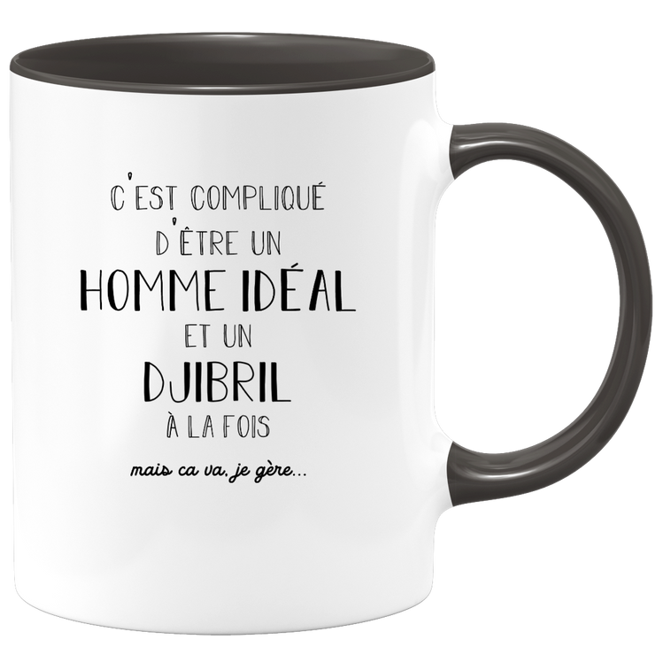 quotedazur - Mug Compliqué D'Être Un Homme Idéal Et Un Djibril Mais Ça Va Je Gère - Cadeau Humour Prénom - Idée Cadeau Famille Saint Valentin - Tasse Prénom Djibril