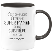 quotedazur - Mug Super Maman Et Cuisiniere A La Fois Mais Je Gère - Tasse Cadeau Maman Fête Des Mères Anniversaire - Cadeau Pour Jeune Ou Future Maman Suite À Une Naissance