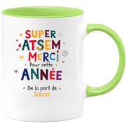 Mug Super Atsem, Merci pour cette année, De la part de prénom  - Mug personnalisé
