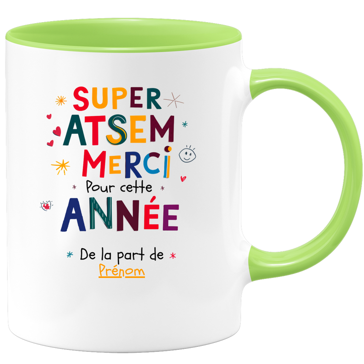 Mug Super Atsem, Merci pour cette année, De la part de prénom  - Mug personnalisé