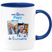Mug Meilleur papy de l'univers - Mug personnalisé avec 2 photos famille
