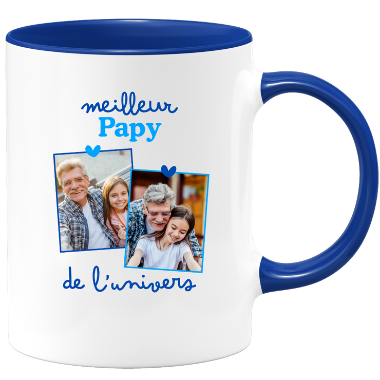 Mug Meilleur papy de l'univers - Mug personnalisé avec 2 photos famille