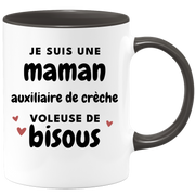 quotedazur - Mug I am a kiss-stealing Crèche Auxiliary Mom - Original Mother's Day Gift - Gift Idea For Mom Birthday - Gift For Future Mom Birth