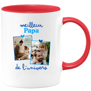Mug Meilleur papa de l'univers - Mug personnalisé avec 2 photos famille