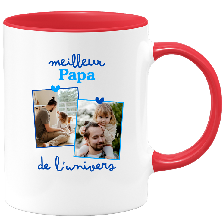 Mug Meilleur papa de l'univers - Mug personnalisé avec 2 photos famille