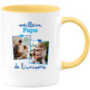 Mug Meilleur papa de l'univers - Mug personnalisé avec 2 photos famille