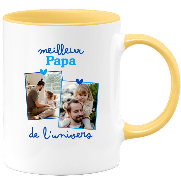 Mug Meilleur papa de l'univers - Mug personnalisé avec 2 photos famille