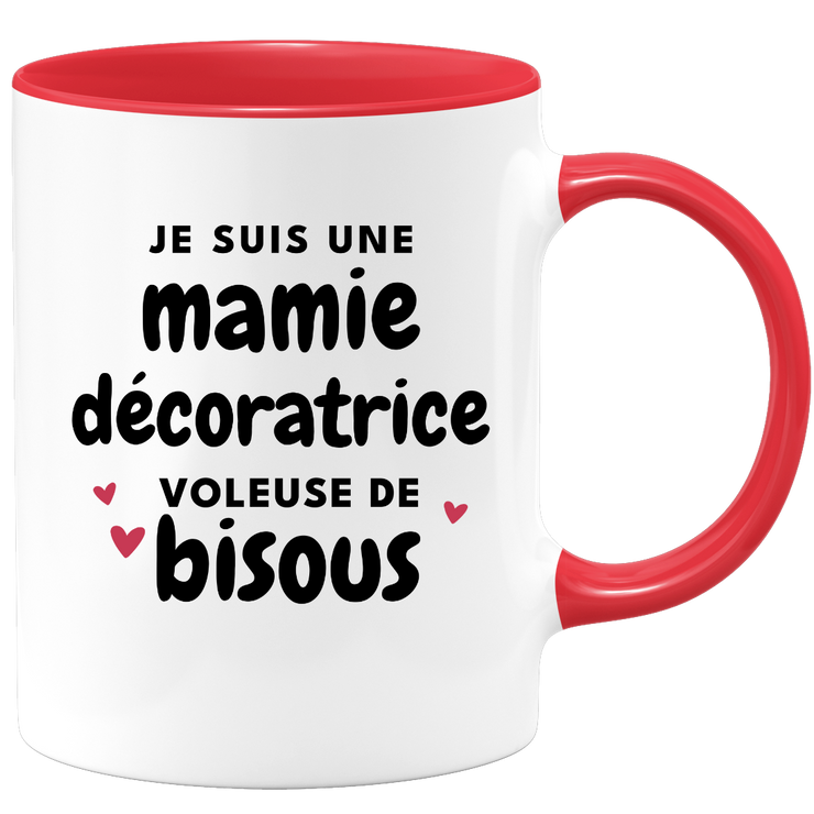 quotedazur - Mug Je Suis Une Mamie Décoratrice Voleuse De Bisous - Cadeau Fête Des Grand Mères Original - Idée Cadeau Pour Anniversaire Mémé Décoration - Cadeau Future Mamy Naissance