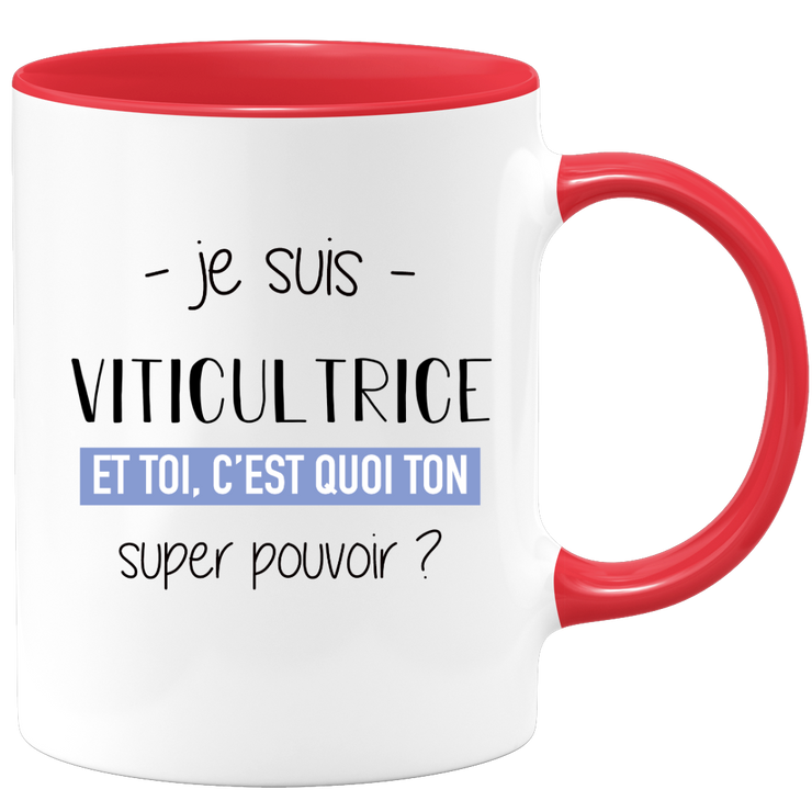 quotedazur - Mug Je Suis Viticultrice Et Toi C'est Quoi Ton Super Pouvoir - Cadeau Humour Travail - Idée Cadeau Départ Collègue - Tasse Chef Viticultrice - Idéal Pour Noël Au Bureau