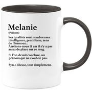 quotedazur - Mug Définition Prénom Melanie Déesse Tout Simplement - Cadeau Humour Prénom - Idée Cadeau Famille Saint Valentin - Tasse Prénom Melanie - Idéal Pour Noël Au Bureau