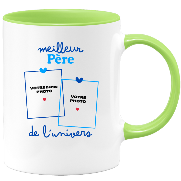 Mug Meilleur Père de l'univers - Mug personnalisé avec 2 photos famille