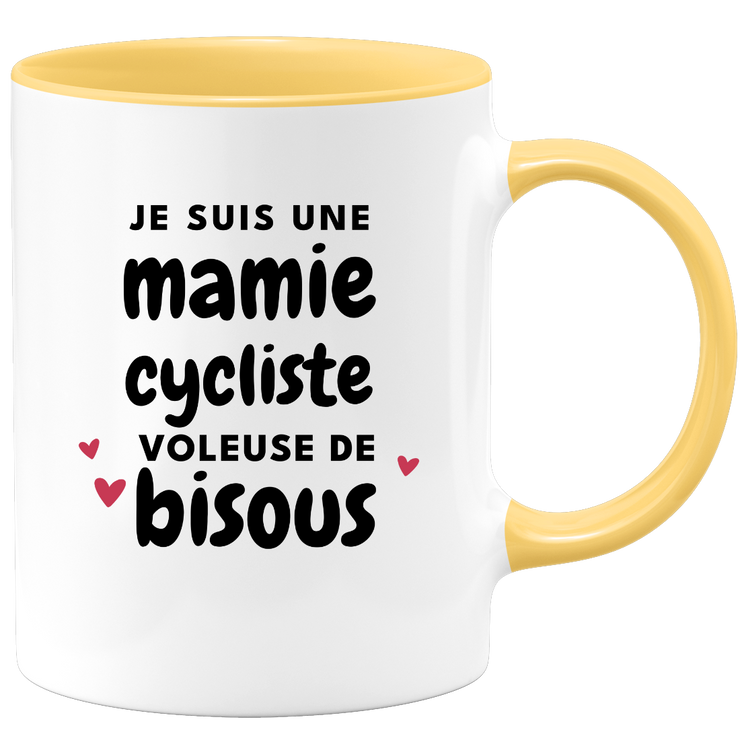 quotedazur - Mug Je Suis Une Mamie Cycliste Voleuse De Bisous - Cadeau Fête Des Grand Mères Original - Idée Cadeau Pour Anniversaire Mémé Cyclisme - Cadeau Future Mamy Naissance