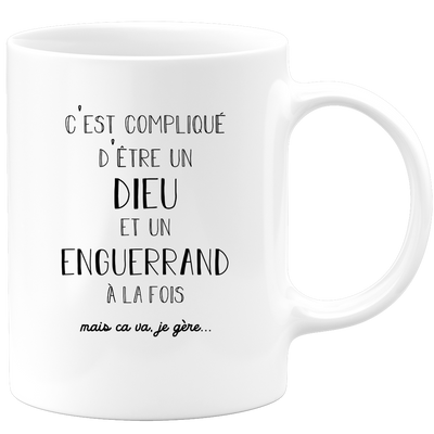 quotedazur - Mug Compliqué D'Être Un Dieu Et Un Enguerrand Mais Ça Va Je Gère - Cadeau Humour Prénom - Idée Cadeau Famille Saint Valentin - Tasse Prénom Enguerrand
