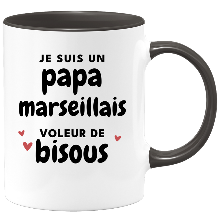 quotedazur - Mug Je Suis Un Papa Marseillais Voleur De Bisous - Cadeau Fête Des Pères Original - Idée Cadeau Pour Anniversaire Papa - Cadeau Pour Futur Papa Naissance