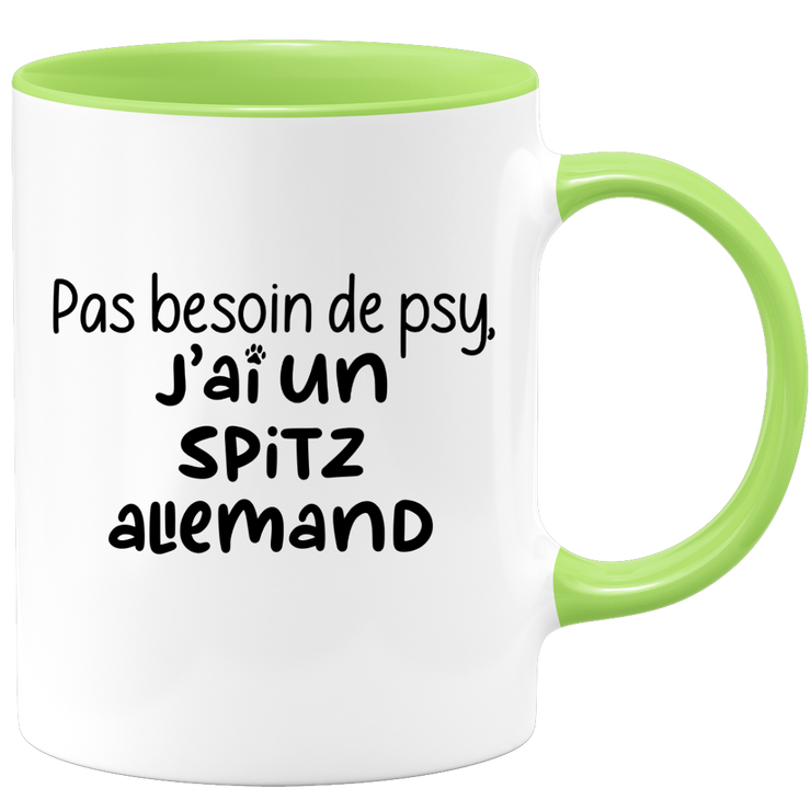 quotedazur - Mug Pas Besoin De Psy J'ai Un Spitz Allemand - Cadeau Humour Chien - Tasse Originale Animaux Cadeau Noël Anniversaire