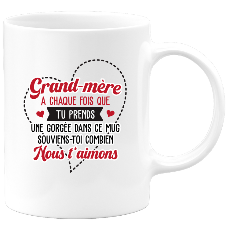 quotedazur - Mug Grand-Mère Nous T'Aimons - Cadeau Pour Grand-Mère Petite-Fille, Petit-Fils, Petits-Enfants, Grands-Enfants - Tasse Pour Mamie - Mémé, Grand-Maman, Grand-Mémé