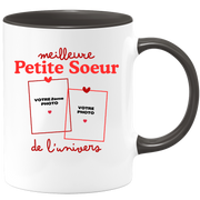 Mug Meilleure Petite Soeur de l'univers - Mug personnalisé avec 2 photos famille