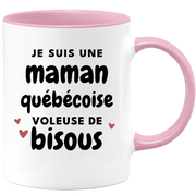 quotedazur - Mug Je Suis Une Maman Québécoise Voleuse De Bisous - Cadeau Pour Québécoise - Cadeau Personnalisé Pour Femme - Cadeau Original Pour Anniversaire, Noël, Future Maman Naissance