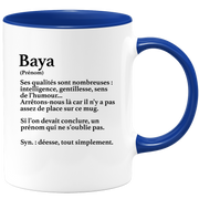 quotedazur - Mug Définition Prénom Baya Déesse Tout Simplement - Cadeau Humour Prénom - Idée Cadeau Famille Saint Valentin - Tasse Prénom Baya - Idéal Pour Noël Au Bureau