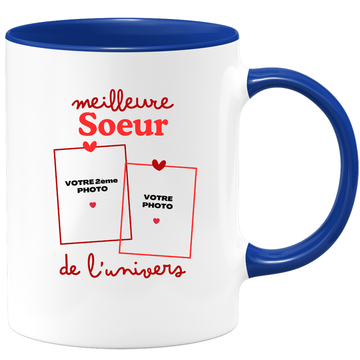 Mug Meilleure Soeur de l'univers - Mug personnalisé avec 2 photos famille
