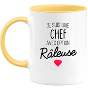 Mug Chef Avec Option Râleuse - Cadeau Humour Cheffe pour Anniversaire Collègue De Bureau Femme Ou Départ en Retraite Ou Cadeau Collègue Noël