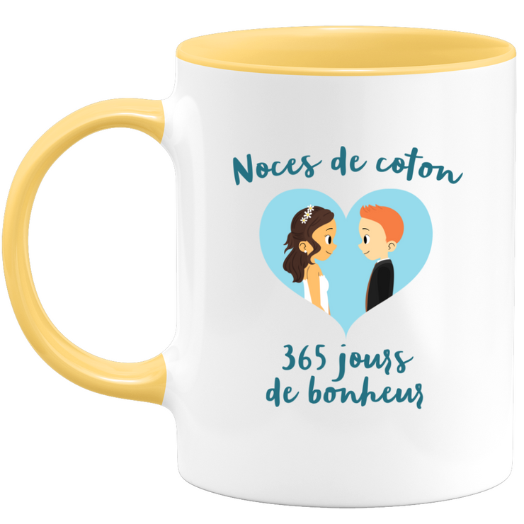 Gift one year of marriage cotton wedding - romantic tea cup couple gift - love anniversary man gift