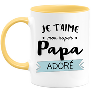 quotedazur - Mug Je T'aime Mon Super Papa Adoré - Humour Père Tasse Cafe Cadeau Rigolo Anniversaire Original Humoristique Pour Homme - Idée Cadeau Fêtes Des Pères Noël