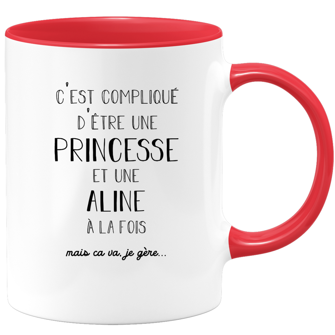 Mug Prénom Aline - Tasse Humoristique 'Compliqué D'être Une Princesse' - Bleu - Cadeau De Noël Original