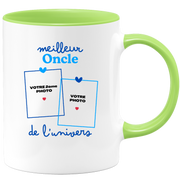 Mug Meilleur Oncle de l'univers - Mug personnalisé avec 2 photos famille