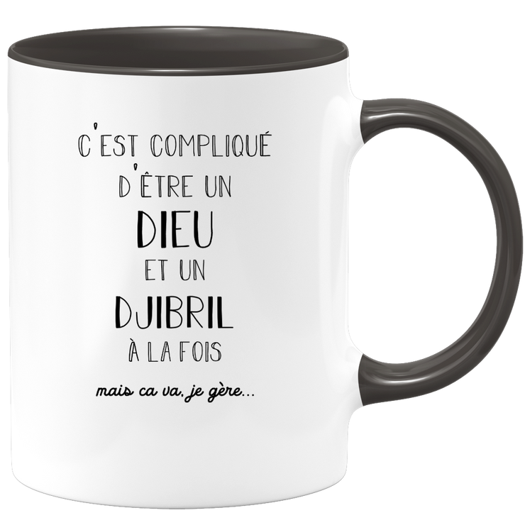 quotedazur - Mug Compliqué D'Être Un Dieu Et Un Djibril Mais Ça Va Je Gère - Cadeau Humour Prénom - Idée Cadeau Famille Saint Valentin - Tasse Prénom Djibril