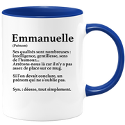 quotedazur - Mug Définition Prénom Emmanuelle Déesse Tout Simplement - Cadeau Humour Prénom - Idée Cadeau Famille Saint Valentin - Tasse Prénom Emmanuelle - Idéal Pour Noël Au Bureau