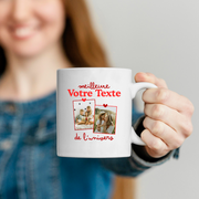 Mug deux photos personnalisé meilleure de l'univers pour femme - Métier famille prénom couple parent
