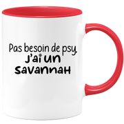 quotedazur - Mug Pas Besoin De Psy J'ai Un Savannah - Cadeau Humour Chat - Tasse Originale Animaux Cadeau Noël Anniversaire