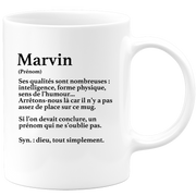 quotedazur - Mug Définition Prénom Marvin Dieu Tout Simplement - Cadeau Humour Prénom - Idée Cadeau Famille Saint Valentin - Tasse Prénom Marvin