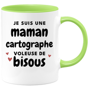 quotedazur - Mug Je Suis Une Maman Cartographe Voleuse De Bisous - Cadeau Fête Des Mères Original - Idée Cadeau Pour Anniversaire Maman - Cadeau Pour Future Maman Naissance