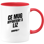 Mug Ce mug appartient à Liz, compris ?