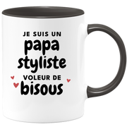 quotedazur - Mug Je Suis Un Papa Styliste Voleur De Bisous - Cadeau Fête Des Pères Original - Idée Cadeau Pour Anniversaire Papa - Cadeau Pour Futur Papa Naissance