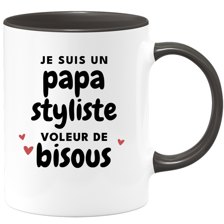 quotedazur - Mug Je Suis Un Papa Styliste Voleur De Bisous - Cadeau Fête Des Pères Original - Idée Cadeau Pour Anniversaire Papa - Cadeau Pour Futur Papa Naissance