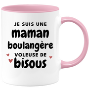 quotedazur - Mug Je Suis Une Maman Boulangère Voleuse De Bisous - Cadeau Fête Des Mères Original - Idée Cadeau Pour Anniversaire Maman - Cadeau Pour Future Maman Naissance