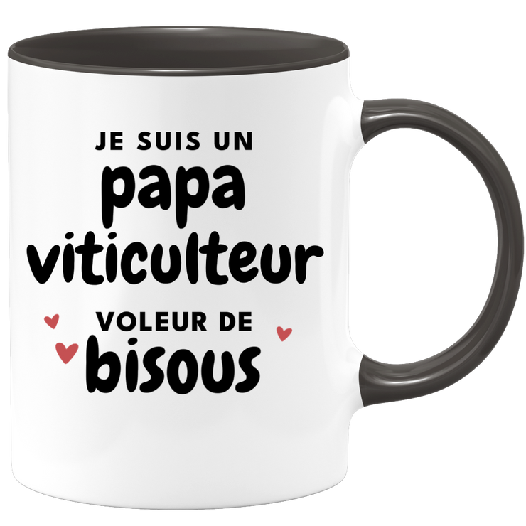 quotedazur - Mug Je Suis Un Papa Viticulteur Voleur De Bisous - Cadeau Fête Des Pères Original - Idée Cadeau Pour Anniversaire Papa - Cadeau Pour Futur Papa Naissance