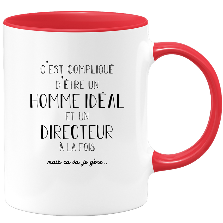 quotedazur - Mug C'est Compliqué D'Être Un Homme Idéal Et Un Directeur A La Fois - Cadeau Départ Homme, Femme, Chef, Stagiaire, Départ Retraite - Idée Cadeau Original, Humour, Drôle, Rigolo