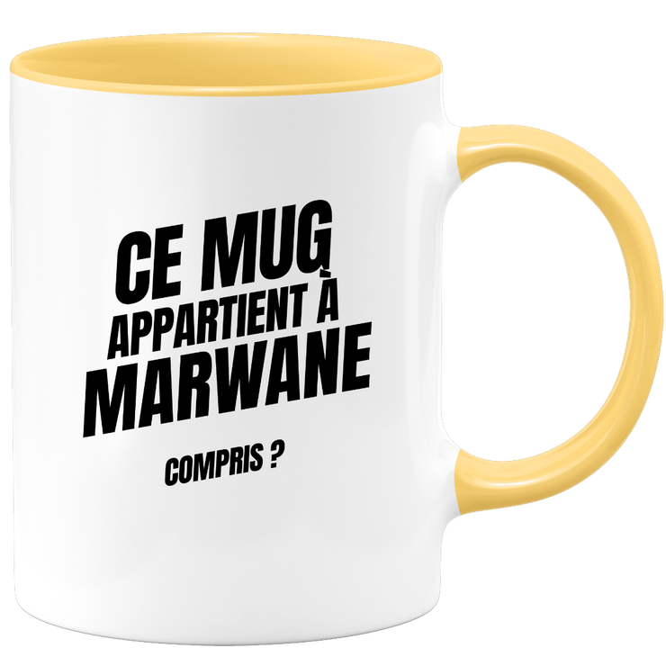 Mug Ce mug appartient à Marwane, compris ?