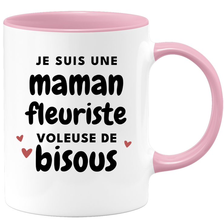 quotedazur - Mug Je Suis Une Maman Fleuriste Voleuse De Bisous - Cadeau Fête Des Mères Original - Idée Cadeau Pour Anniversaire Maman - Cadeau Pour Future Maman Naissance