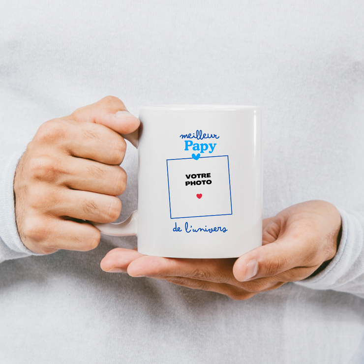 Mug Meilleur Papy de l'univers - Mug personnalisé avec photo famille