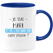 quotedazur - Mug Je Suis Mari Et Toi C'est Quoi Ton Super Pouvoir - Cadeau Humour Travail - Idée Cadeau Départ Collègue - Tasse Chef Mari - Idéal Pour Noël Au Bureau