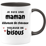 quotedazur - Mug Je Suis Une Maman élèveuse de chevaux Voleuse De Bisous - Cadeau Fête Des Mères Original - Idée Cadeau Pour Anniversaire Maman - Cadeau Pour Future Maman Naissance