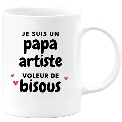 quotedazur - Mug Je Suis Un Papa Artiste Voleur De Bisous - Cadeau Fête Des Pères Original - Idée Cadeau Pour Anniversaire Papa - Cadeau Pour Futur Papa Naissance