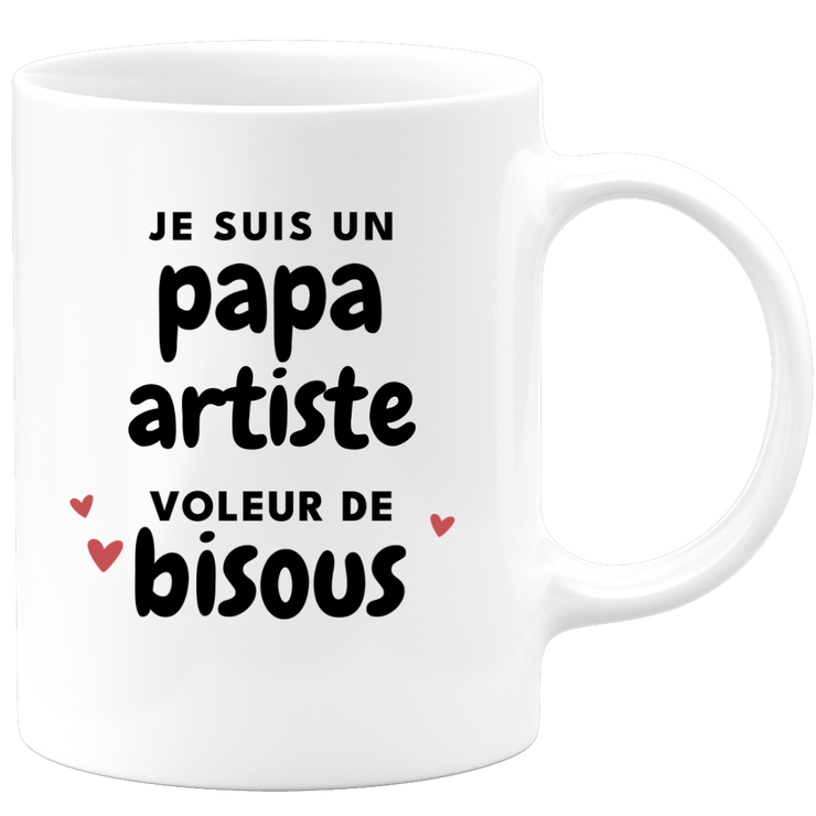 quotedazur - Mug Je Suis Un Papa Artiste Voleur De Bisous - Cadeau Fête Des Pères Original - Idée Cadeau Pour Anniversaire Papa - Cadeau Pour Futur Papa Naissance