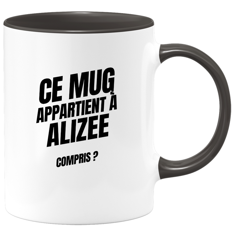 Mug Ce mug appartient à Alizee, compris ?